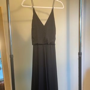H&M Black Satin Evening Gown with Silver Straps